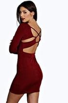 Boohoo Rianna Strappy Back Long Sleeve Bodycon Dress