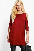 Boohoo Christina Cold Shoulder Batwing T-shirt