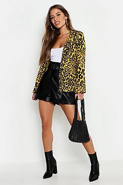 Boohoo Petite Leopard Print Lapel Blazer