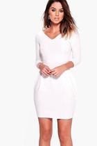 Boohoo Karlie Textured Fabric V Neck Tulip Dress