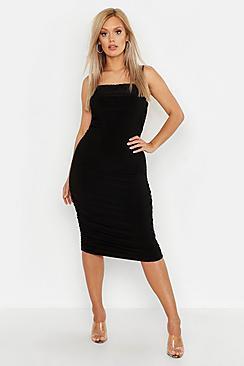 Boohoo Plus Double Slinky Ruched Midaxi Dress