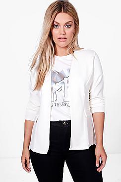 Boohoo Plus Jennie Collarless Tailored Blazer