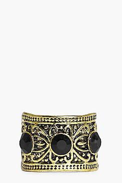Boohoo Emily 3 Stone Boho Antique Look Ring