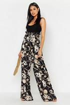 Boohoo Satin Chain Print Belted Paperbag Trousers