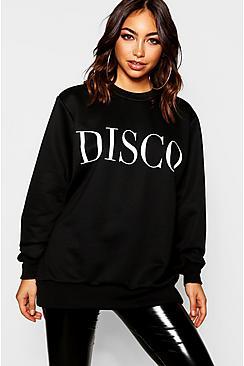 Boohoo Oversized Disco Print Slogan Sweat