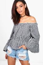 Boohoo Faye Gingham Bardot Top Multi