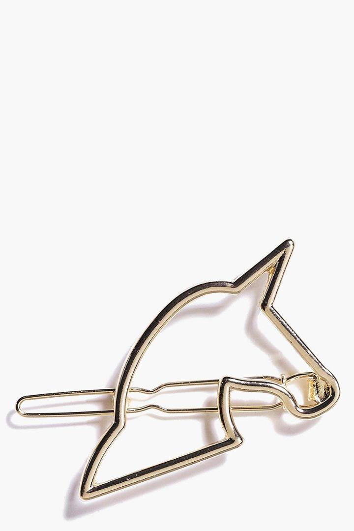 Boohoo Faye Unicorn Hair Clip Gold