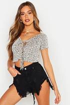 Boohoo Dalmation Spot Tie Front Top