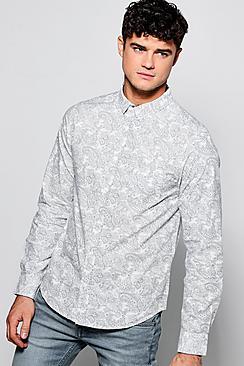 Boohoo Paisley Shirt In Long Sleeve