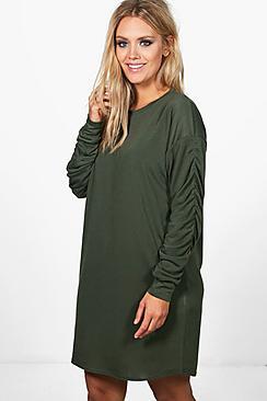 Boohoo Plus Libby Ruched Sleeve Oversized Sweat Dress