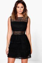 Boohoo James Lace Peplum Hem Bodycon Dress Black