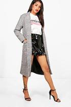 Boohoo Tabatha Boutique Check Long Wool Coat