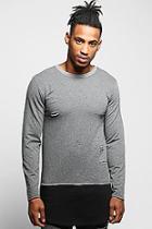 Boohoo Muscle Fit Distressed Sweatshirt With Extended Panel