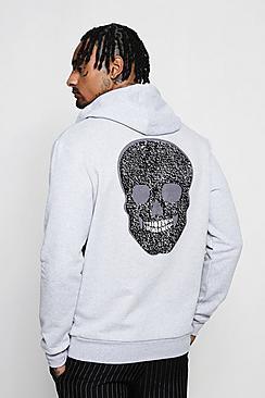 Boohoo Skull Sequin Back Detail Hoodie