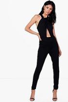 Boohoo Cross Front High Neck Jumpsuit
