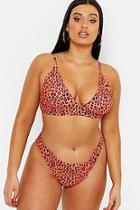 Boohoo Plus Leopard Print Triangle Bikini Set