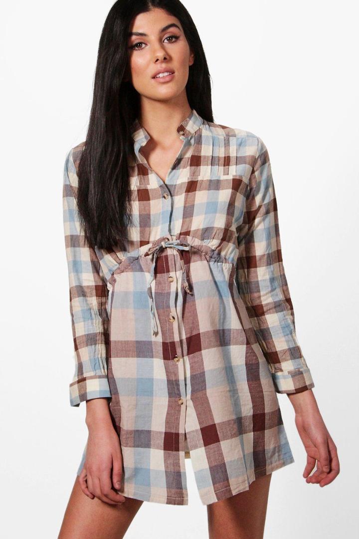 Boohoo Melissa Flannel Shirt Dress Blue