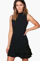 Boohoo Kiki Sleeveless Ruffle Hem Bodycon Dress Black