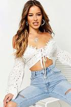 Boohoo Petite Broderie Anglaise Crop Top