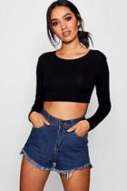 Boohoo Petite Long Sleeve High Front Top