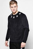 Boohoo Star Embroidered Sweater In Velour