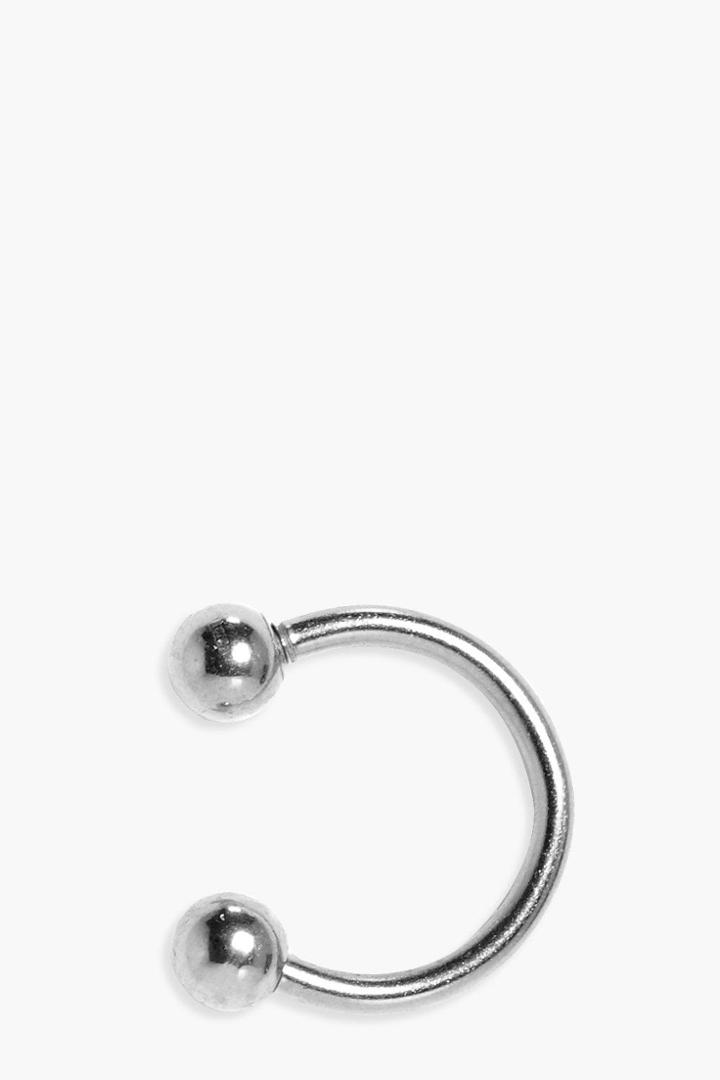 Boohoo Lois Faux Lip Ring Double Ball Silver