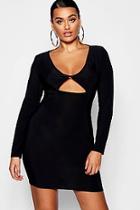 Boohoo Plus Twist Front Cut Out Bodycon Dress