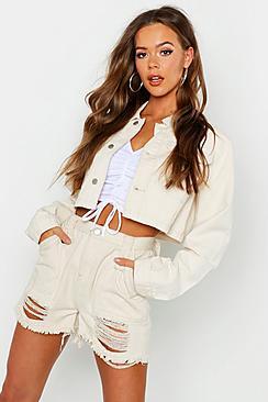 Boohoo Utility Cropped Denim Jacket