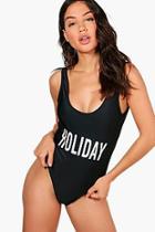 Boohoo Chile Holiday Slogan Scoop Swimsuit