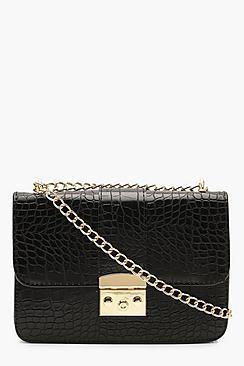 Boohoo Croc & Lock Cross Body