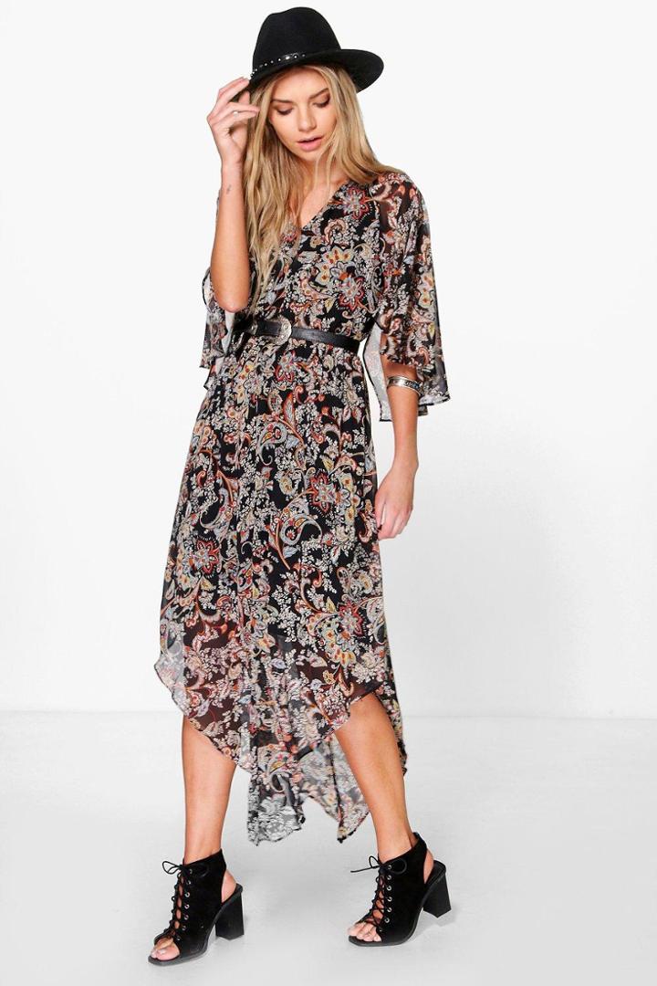 Boohoo Hayley Hem Paisley Maxi Dress Multi