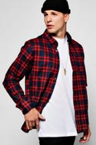Boohoo Red Long Sleeve Flannel Shirt Red