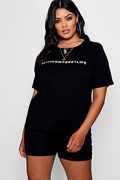 Boohoo Plus Jessica Best Life Slogan Tee