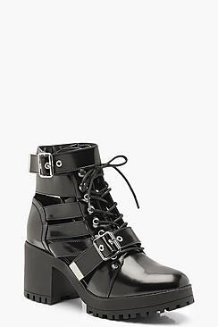 Boohoo Cut Work Chunky Cleated Hiker Boots