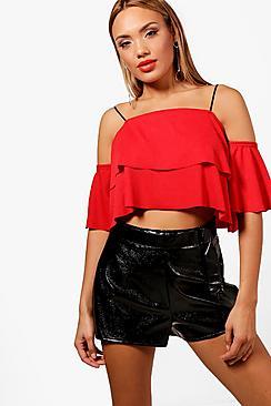 Boohoo Amelia Double Frill Off The Shoulder Top