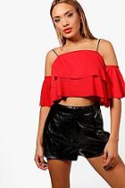 Boohoo Amelia Double Frill Off The Shoulder Top