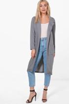 Boohoo Grace Pocket Ponte Duster Grey