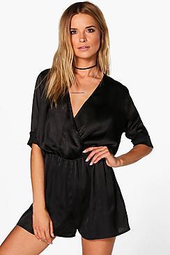 Boohoo Jennifer Satin Playsuit
