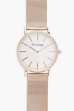 Boohoo Evelyn Mesh Strap Big Dial Watch