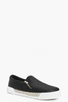 Boohoo Lola Espadrille Zip Trim Skater Black