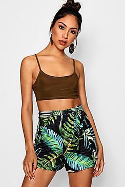 Boohoo Daniella Palm Print Flippy Shorts