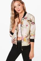 Boohoo Vanessa Floral Print Bomber Multi