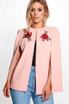 Boohoo Plus Freya Embroidered Cape Jacket Nude
