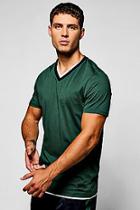 Boohoo Contrast Rib V Neck T-shirt