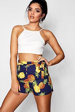 Boohoo Charlotte Pineapple Print Shorts