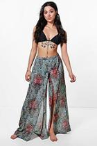 Boohoo Savannah Paisley Split Leg Beach Trouser