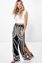 Boohoo Aria Split Leg Woven Placement Print Trousers