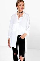 Boohoo Julia Oversized Crinkle Viscose Pocket Shirt