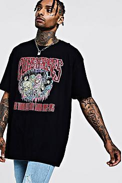 Boohoo Guns N Roses Oversized Acid Wash T-shirt