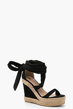 Boohoo Millie Wrap Up Espadrille Wedges
